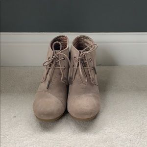 TOMS Taupe Suede Women’s Kala Booties